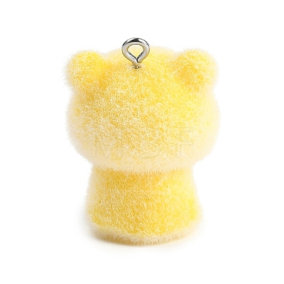 Animal Theme Flocky Resin Pendants LS-RESI-M051-01D-1