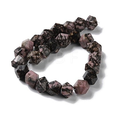 Natural Rhodonite Star Cut Round Beads Strands G-M418-C06-01-1