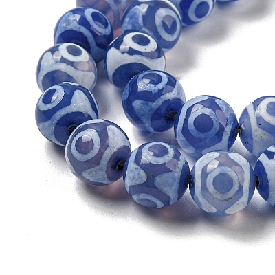 Blue Tibetan Style dZi Beads Strands TDZI-NH0001-A03-02-1