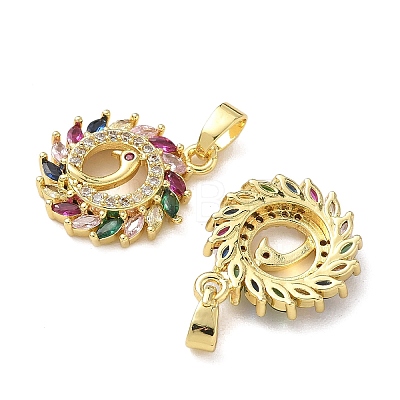 Brass Micro Pave Cubic Zirconia Pendants KK-P334-31G-1