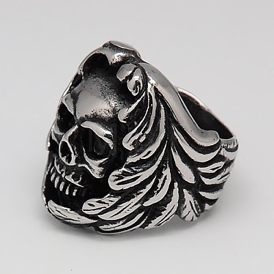 Unique Retro Halloween Jewelry Skull Rings for Men RJEW-F006-187-1