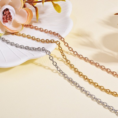 6Pcs 3 Colors 304 Stainless Steel Cable Chain Anklets AJEW-SZ0001-24-1