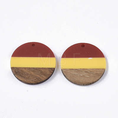 Tri-color Resin & Walnut Wood Pendants RESI-S358-78M-1