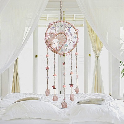 Iron & Brass & Crystal Glass Sun Catcher Pendants HJEW-K049-04A-1
