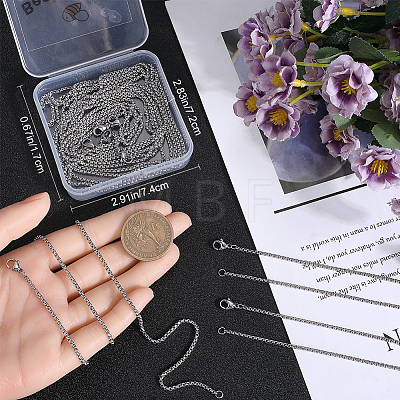 10Pcs 304 Stainless Steel Box Chain Necklaces NJEW-BBC0001-11A-1