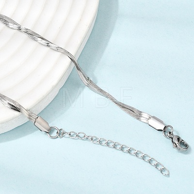 Unisex 304 Stainless Steel Flat Snake Chain Necklaces NJEW-K305-11P-1