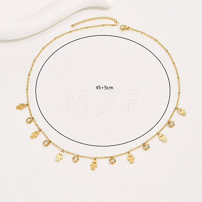 Religion Stainless Steel Hollow Multi-Hamsa Hand Pendant Necklaces for Women SW4671-1