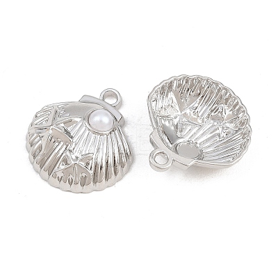 Rack Plating Alloy and ABS Imitation Pearl Pendants PALLOY-T096-03P-1