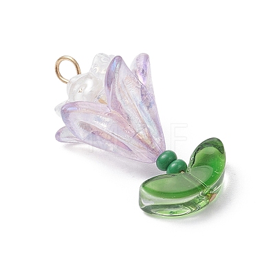 7Pcs Transparent Acrylic Flower Pendants PALLOY-MZ01099-1