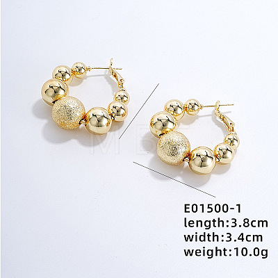 Vintage French Style Round Ball Hoop Earrings EC8157-1