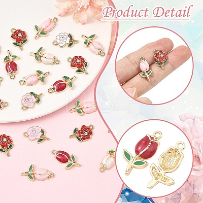 30Pcs 6 Styles Alloy Enamel Pendants ENAM-YW0008-83-1