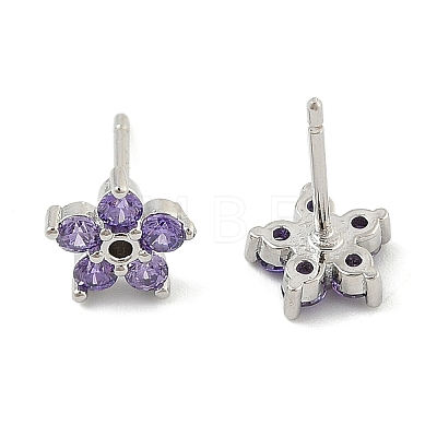 Brass Micro Pave Cubic Zirconia Stud Earrings EJEW-R016-26P-12-1