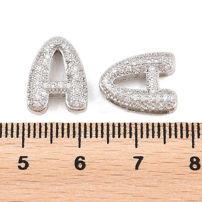 Brass Micro Pave Clear Cubic Zirconia Beads KK-D232-23P-1