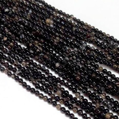 Natural Black Onyx Beads Strands X-G-H1567-8MM-1