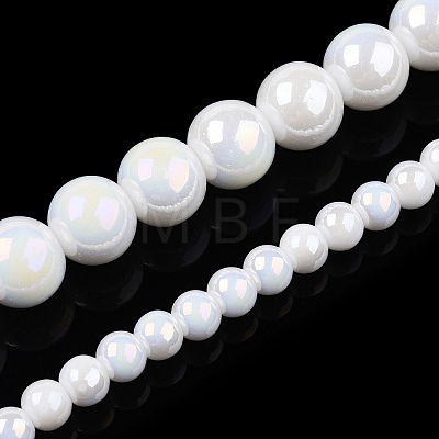 Electroplate Opaque Glass Beads Strands GLAA-T032-P8mm-AB02-1