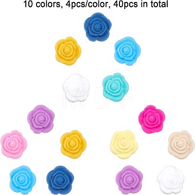 40Pcs 10 Colors Food Grade Eco-Friendly Silicone Beads SIL-CA0001-46-1