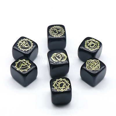 Natural Obsidian 7 Chakra Healing Stone Set G-PW0004-18C-1