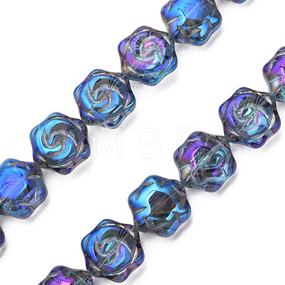 Electroplate Transparent Glass Beads Strands EGLA-N008-018-1
