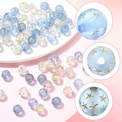 80Pcs 4 Colors Transparent Resin Beads RESI-YW0006-39-1