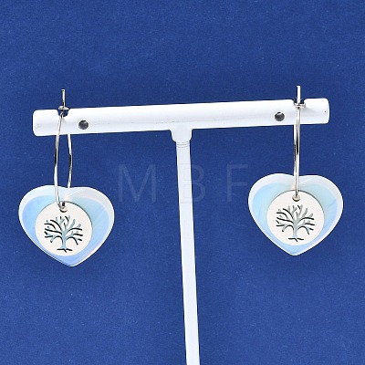 Natural & Synthetic Gemstone & 304 Stainless Steel Hoop Earrings for Women EJEW-G475-05P-1