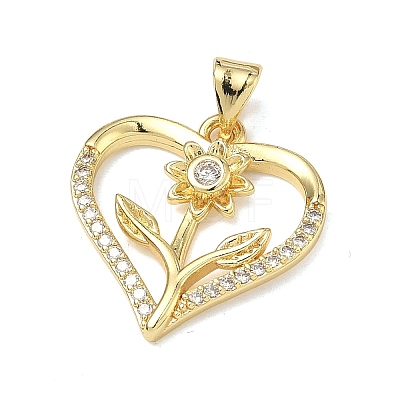 Valentine's Day Brass Micro Pave Clear Cubic Zirconia Pendants KK-A293-19A-G-1