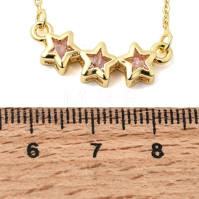Brass Glass Triple Star Pendant Necklaces KK-CBAB173-03G-10-1