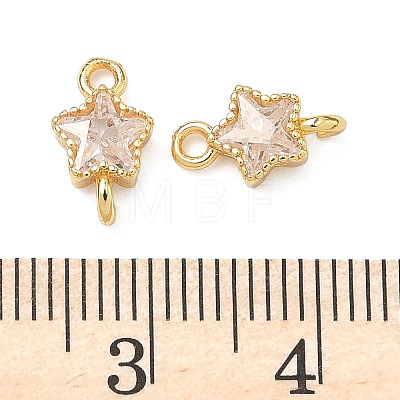 Brass Pave Cubic Zirconia Star Connector Charms KK-P348-08G-03-1