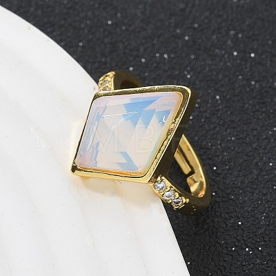 Rhombus Opalite Finger Rings RJEW-B113-01G-05-1