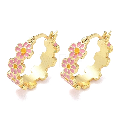 Brass Enamel Hoop Earrings for Women EJEW-A167-27A-02-1