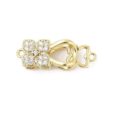 Brass Micro Pave Clear Cubic Zirconia Interlocking Clasps LS-KK-U059-16G-1