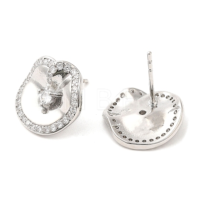 Brass Twist Flat Round Stud Earrings with Clear Cubic Zirconia EJEW-Q770-09P-1