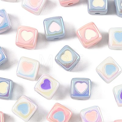 28Pcs 7 Colors Opaque Acrylic Enamel Beads ACRC-FS0001-03-1