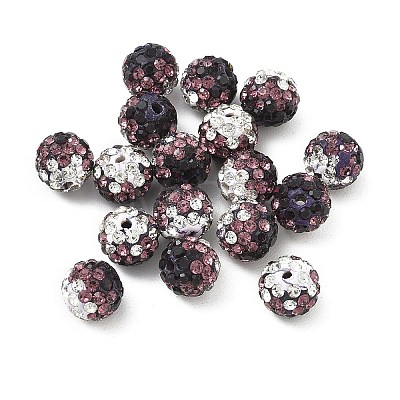 Handmade Polymer Clay Rhinestone Beads RB-CBAFAF8-01G-1