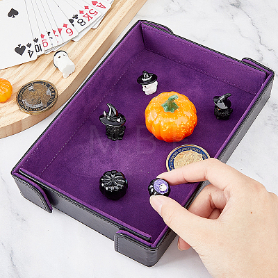 Desktop PU Leather Magnetic Storage Trays for Keys Trinkets Small Items CON-WH0107-138B-1