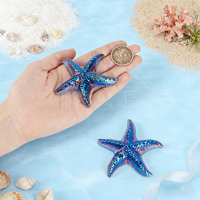 Dyed Natural Quartz Crystal Starfish Display Decorations Figurine Home Decoration DJEW-WH0039-181B-1