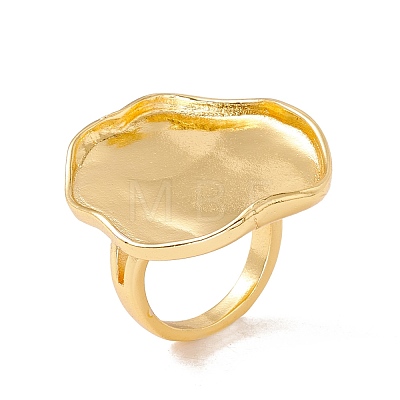 Oval Brass Open Cuff Finger Ring Enamel Settings KK-G428-03G-1