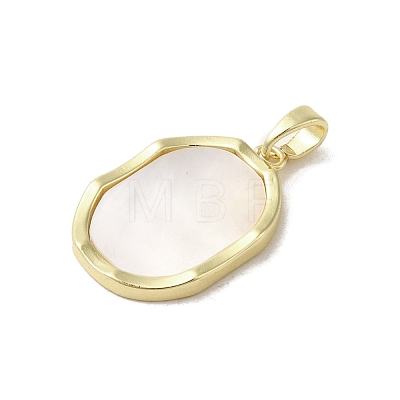 Brass Pave Shell Pendants KK-I708-13E-G-1