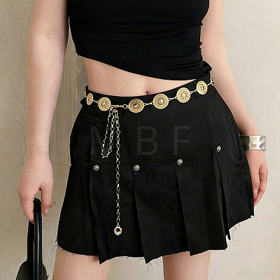 Boho Vintage Alloy Embossed Disc Link Waist Chains for Women WGCA4B9-01-1