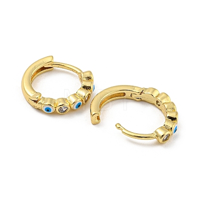 Evil Eye Real 18K Gold Plated Brass Hoop Earrings EJEW-L269-065G-1