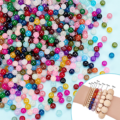   28 Stands 28 Colors Glass Imitation Jade Beads GLAA-PH0002-87-1