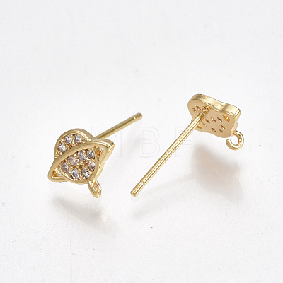 Brass Micro Pave Cubic Zirconia Stud Earring Findings KK-S350-027G-1