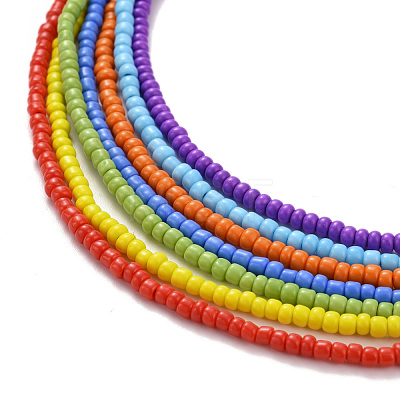 7 Pcs 7 Colors Chakra Jewelry Glass Seed Beaded Necklaces Set NJEW-JN03803-1