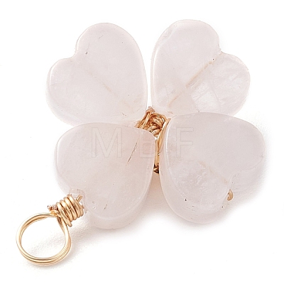 Natural Rose Quartz Clover Pendants PALLOY-JF03180-04-1