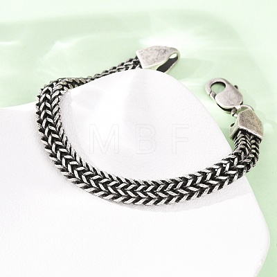 304 Stainless Steel Wheat Chain Bracelets for Women Men BJEW-C148-01AS-1