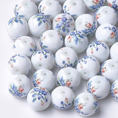 Printed & Spray Painted Glass Beads GLAA-S047-02B-10-1