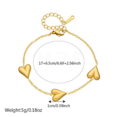 Heart Stainless Steel Link Bracelets WGCB0A8-03-1
