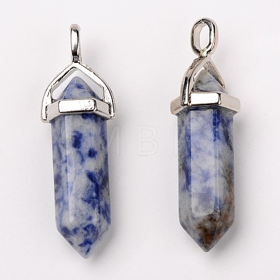 Natural Blue Spot Jasper Double Terminated Pointed Pendants G-F295-04C-1
