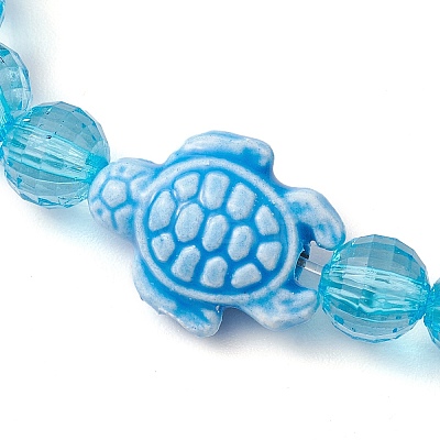 Handmade Porcelain Turtle Stretch Bracelets BJEW-JB10247-04-1