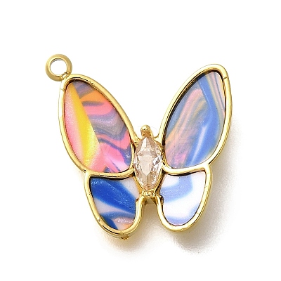 Brass with Cubic Zirconia and Shell Charms STAS-Q347-09B-G-1-1