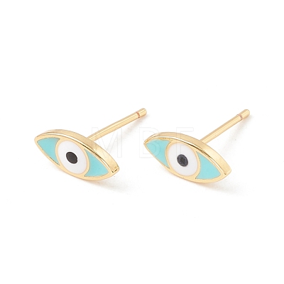 Enamel Horse Eye Stud Earrings EJEW-P201-01G-1